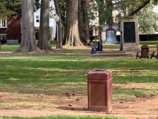 A copy of the Liberty Bell on the St. John's College lawn